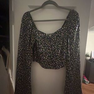 Topshop long sleeve cropped shirt